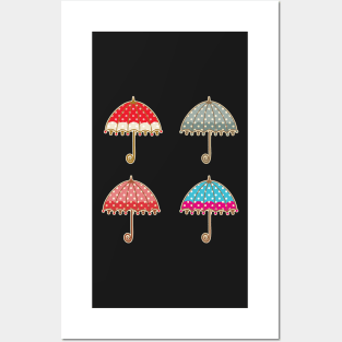 Unique Retro Umbrella Pattern Posters and Art